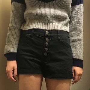 Express Button Fly Black Shorts